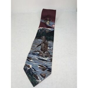 Ducks Unlimited Men's Tie Bear Mountain River Silk Necktie USA